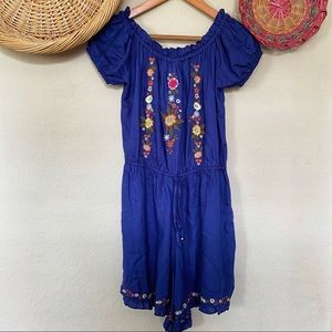 Blue Rain Royal Blue Floral Romper